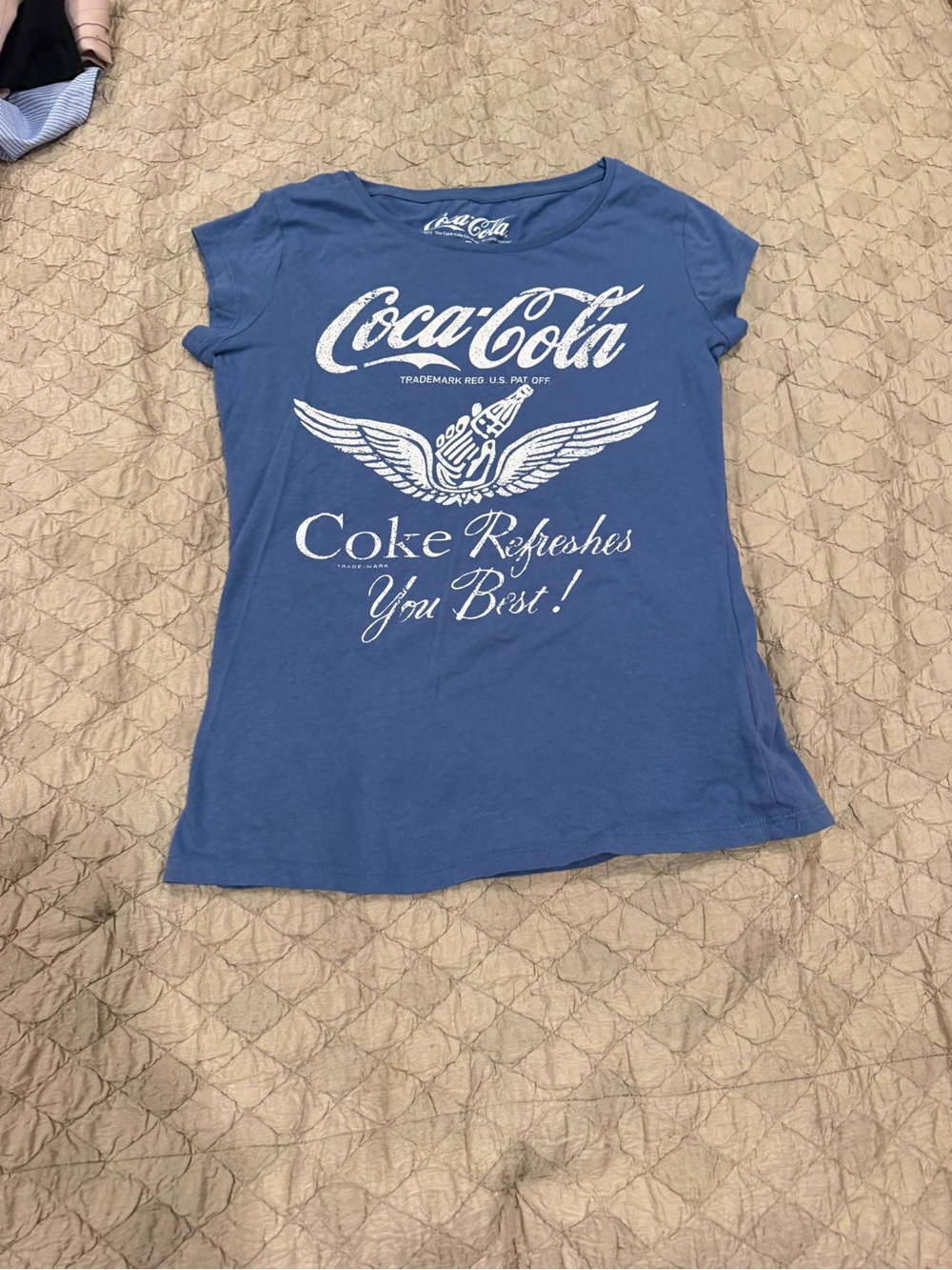 Coca Cola Blue Girls' Graphic Tee with White Logo